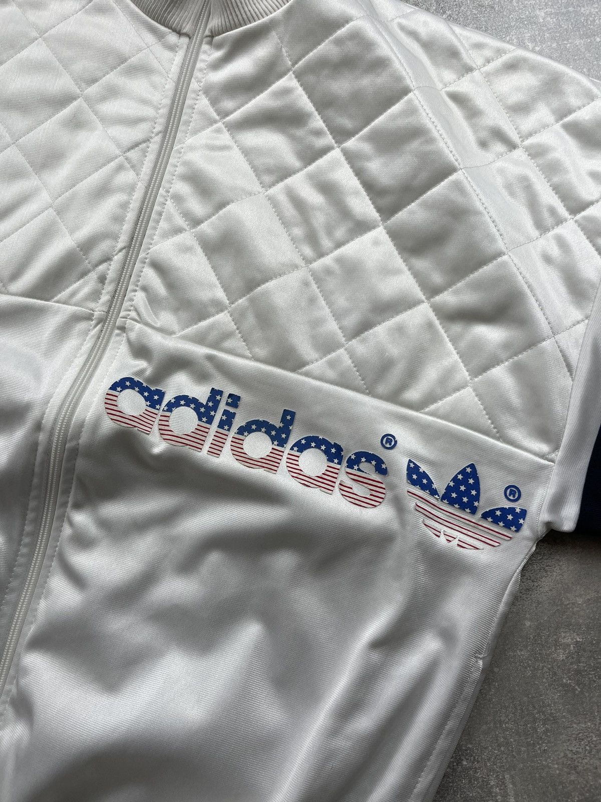 Vintage 80s Adidas Ventex Quilted Track Jacket USA Trefoil