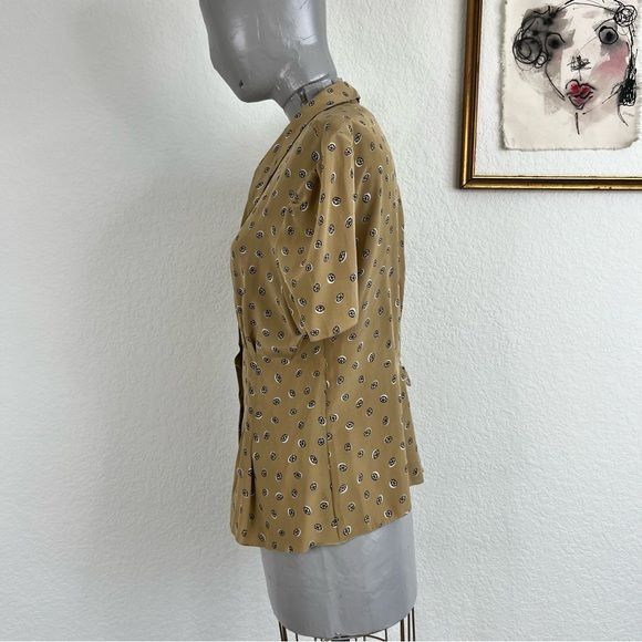 Prada Prada Silk Circular Pattern Button Down Tan Short Sleeve Blo Size L / US 10 / IT 46 - 4 Thumbnail