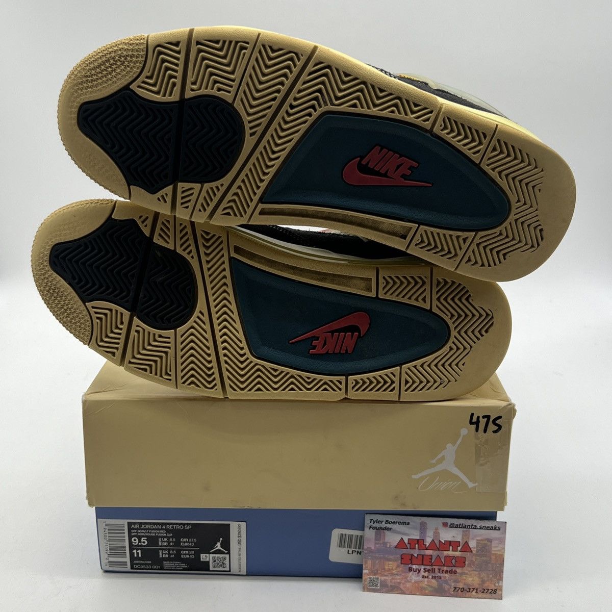 Jordan Brand Union la x air Jordan 4 off noir Size US 9.5 / EU 42-43 - 8 Thumbnail