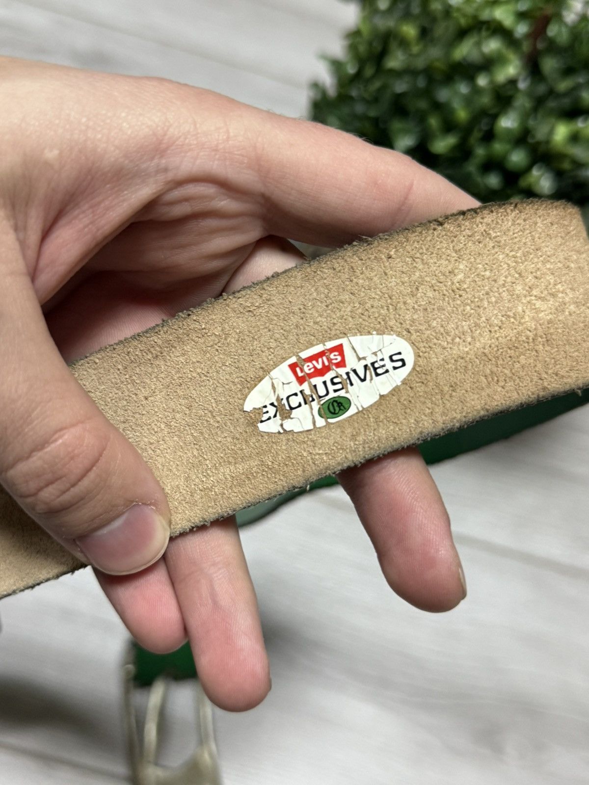 Levi's Levis RARE vintage all green avant-garde leather belt eb0 Size ONE SIZE - 3 Thumbnail