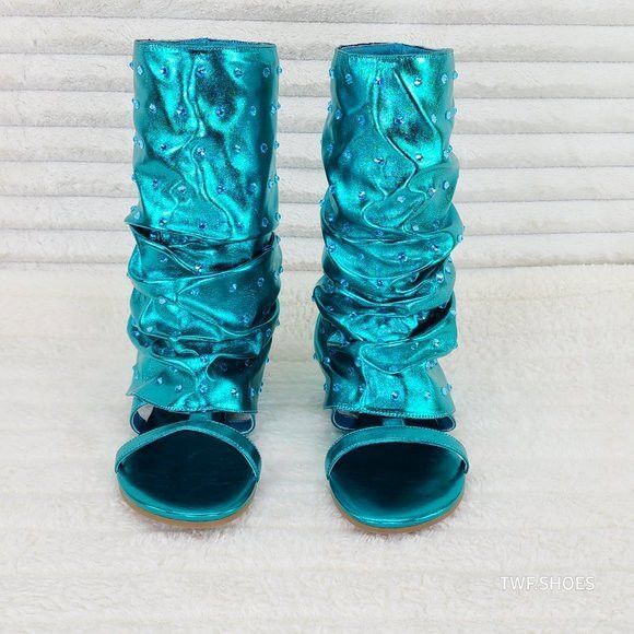 Other Fabulous Metallic Green Mermaid Upper & Rhinestones Sandal S Size US 8.5 / IT 38.5 - 5 Thumbnail