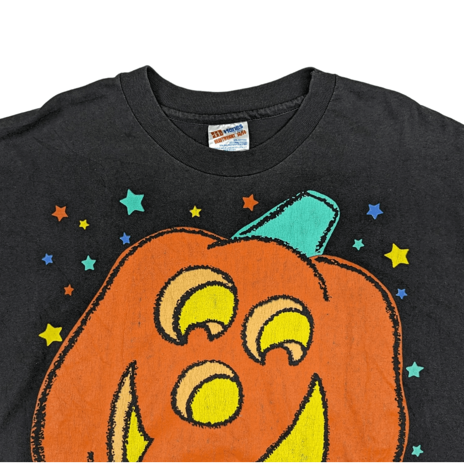 Hanes Vintage 90's Trisar 1992 HANES Halloween Pumpkin T-Shirt Size US XL / EU 56 / 4 - 4 Thumbnail