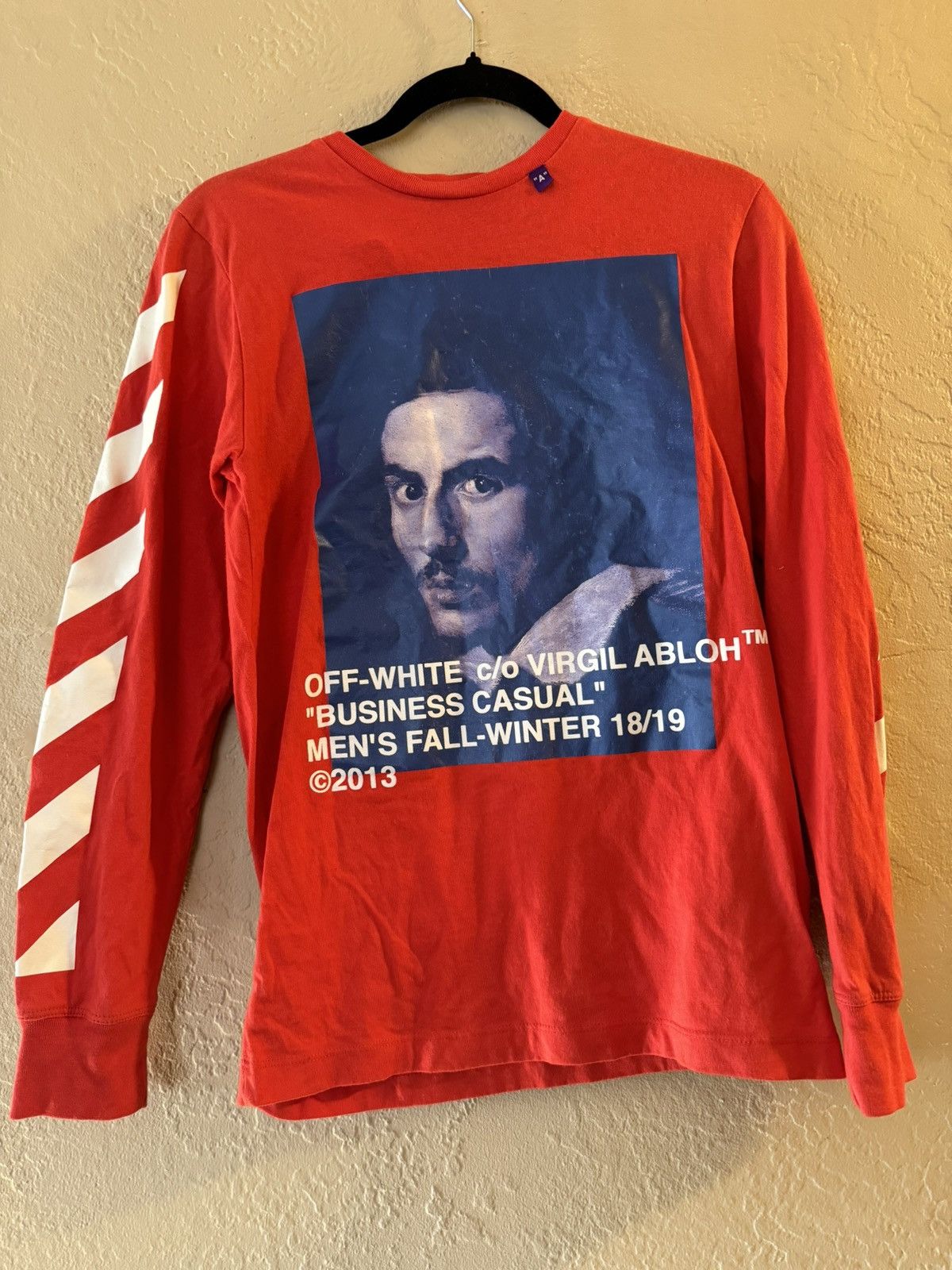 Off-White Red Diagonal Bernini Long hotsell Sleeve T-Shirt