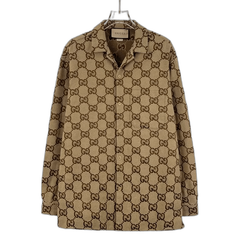 Gucci Gucci Brown Logo Cotton Long Sleeve Shirt-yf Size US S / EU 44-46 / 1 - 1 Thumbnail