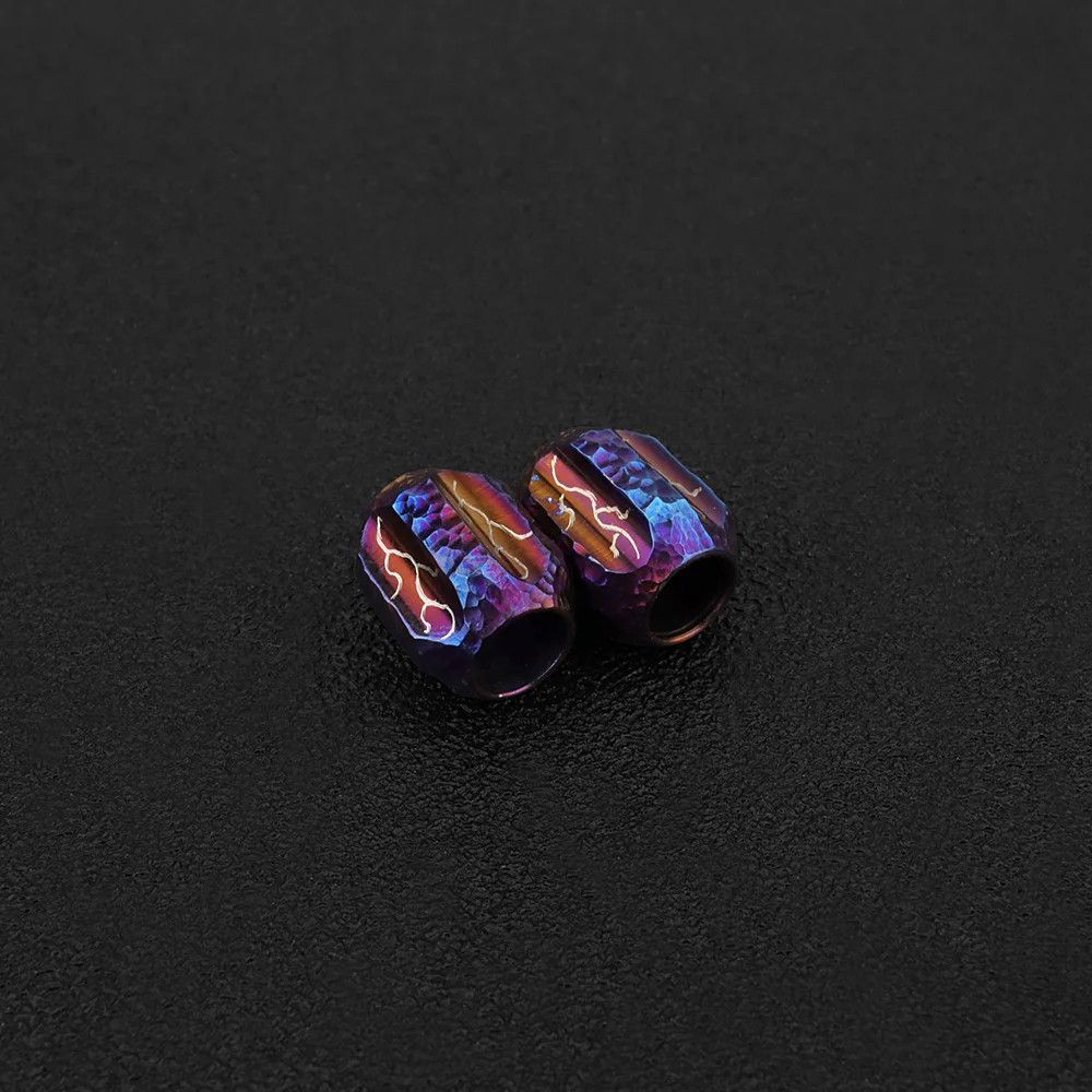 Handmade Crater Engraving Titanium Knife Beads Paracord Bead Size ONE SIZE - 6 Thumbnail