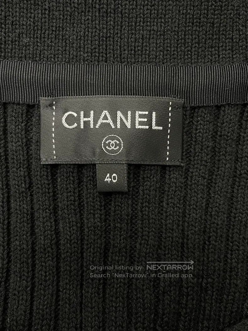 Chanel Black gold buckle knitted cardigan coat