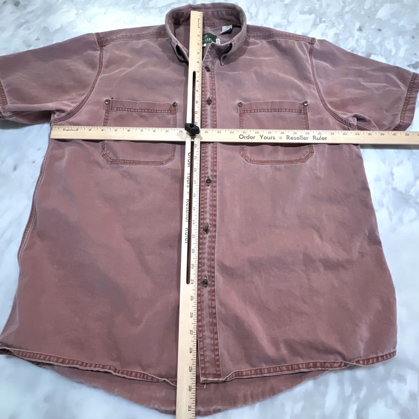 Vintage SCHNEE’S Red Button Down Mens Large Short Sleeve Heavy Canvas Cotton Shirt Size US 33 - 7 Thumbnail
