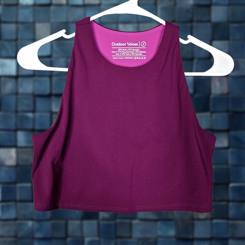 Outdoor Voices Outdoor Voices Women's Round Neck Cropped Tank Top S Purple Cotton Nylon Spandex Blended Fabric Casual Sports Shirt Size S / US 4 / IT 40 - 1 Thumbnail
