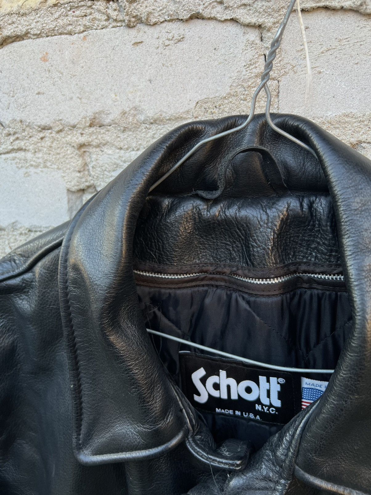 Schott Heavy Leather Jacket Schott NYC USA Vintage Heavy Leather Size US XL / EU 56 / 4 - 6 Thumbnail