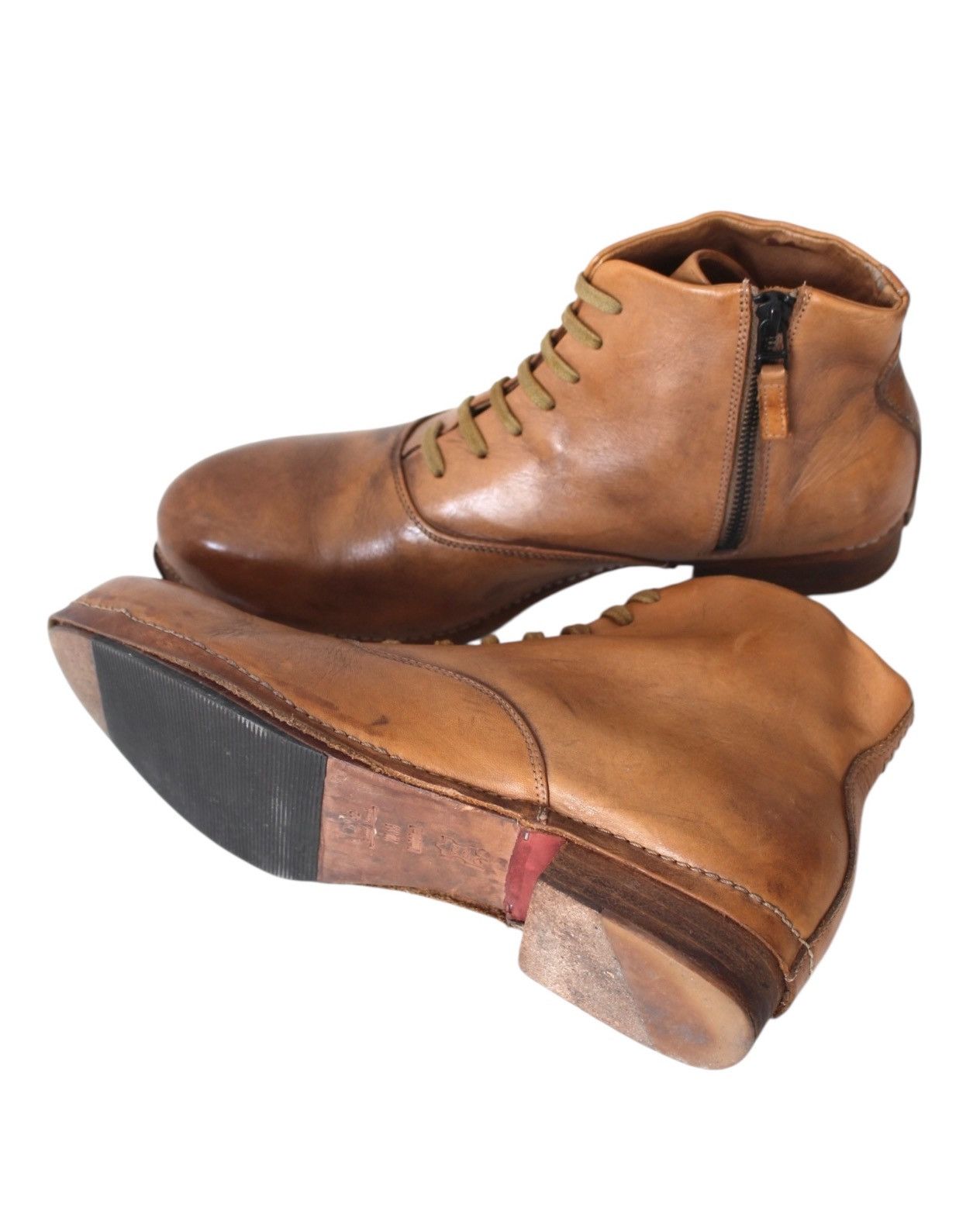 Vintage INITIAL VERO CUOIO SIDE-ZIP LACE-UP LEATHER ANKLE BOOTS Size US 8 / EU 41 - 6 Thumbnail
