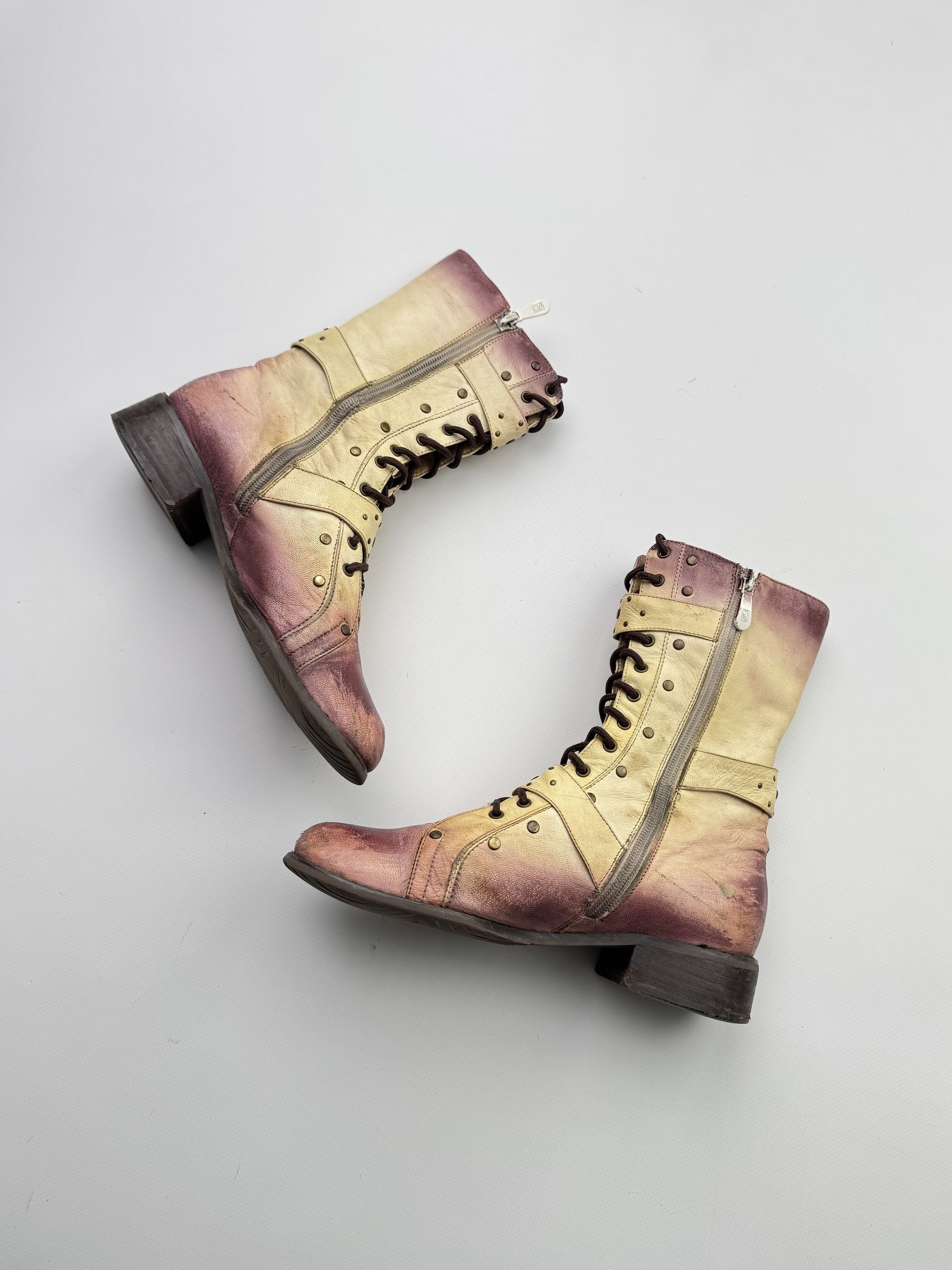 Other Vintage Faded Leather Boots With Straps B262(V3)E2 Size US 5 / IT 35 - 3 Thumbnail