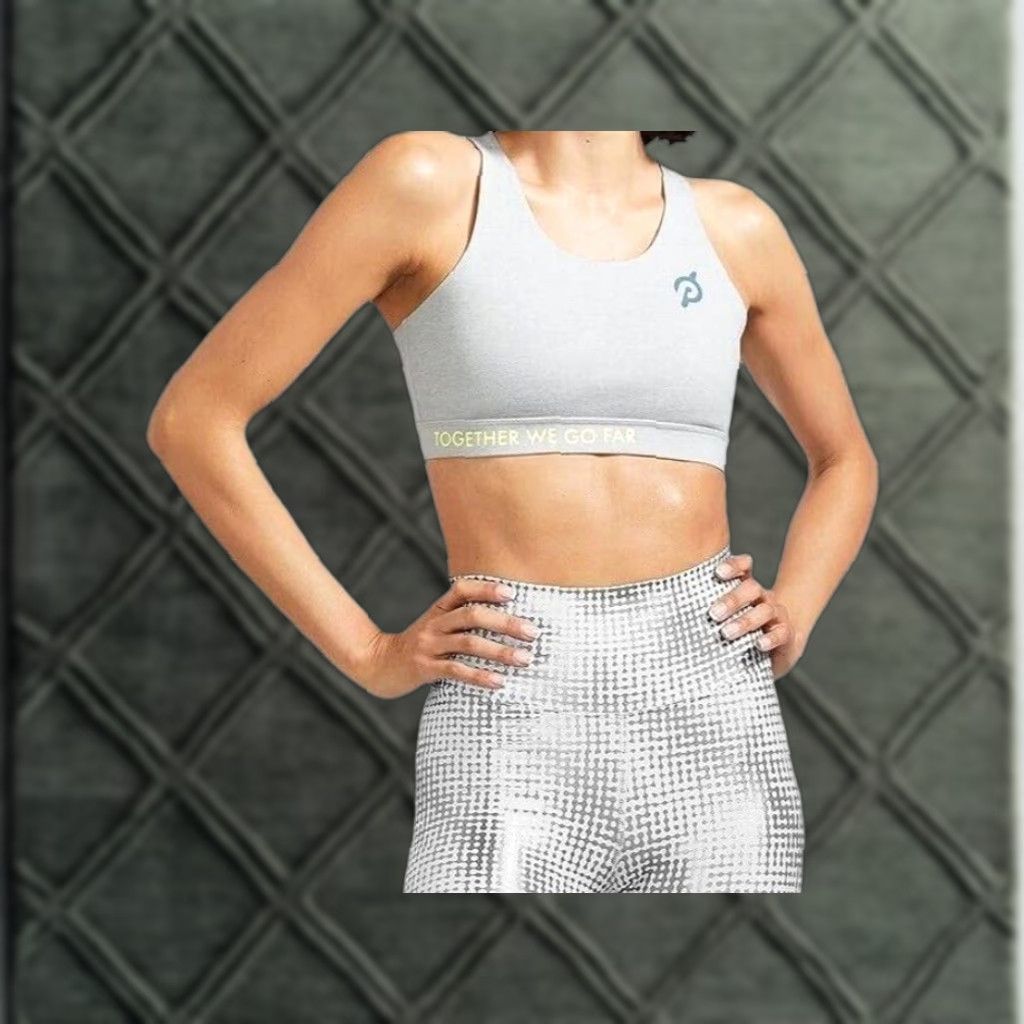 Vintage Peloton Sports Bra Womens Heathered Gray Racerback High Support Pullover One Size Small Strappy Logo Together We Go Far Size ONE SIZE - 1 Thumbnail