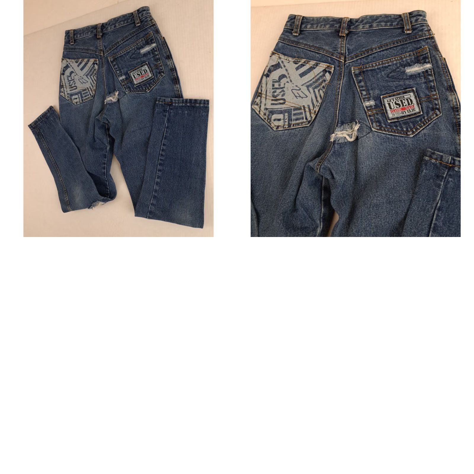 Denime VINTAGE Get Used Jeans Women 5-Pocket Denim Blue Straight Distressed 26 29 Inseam Size 26" / US 2 / IT 38 - 8 Thumbnail