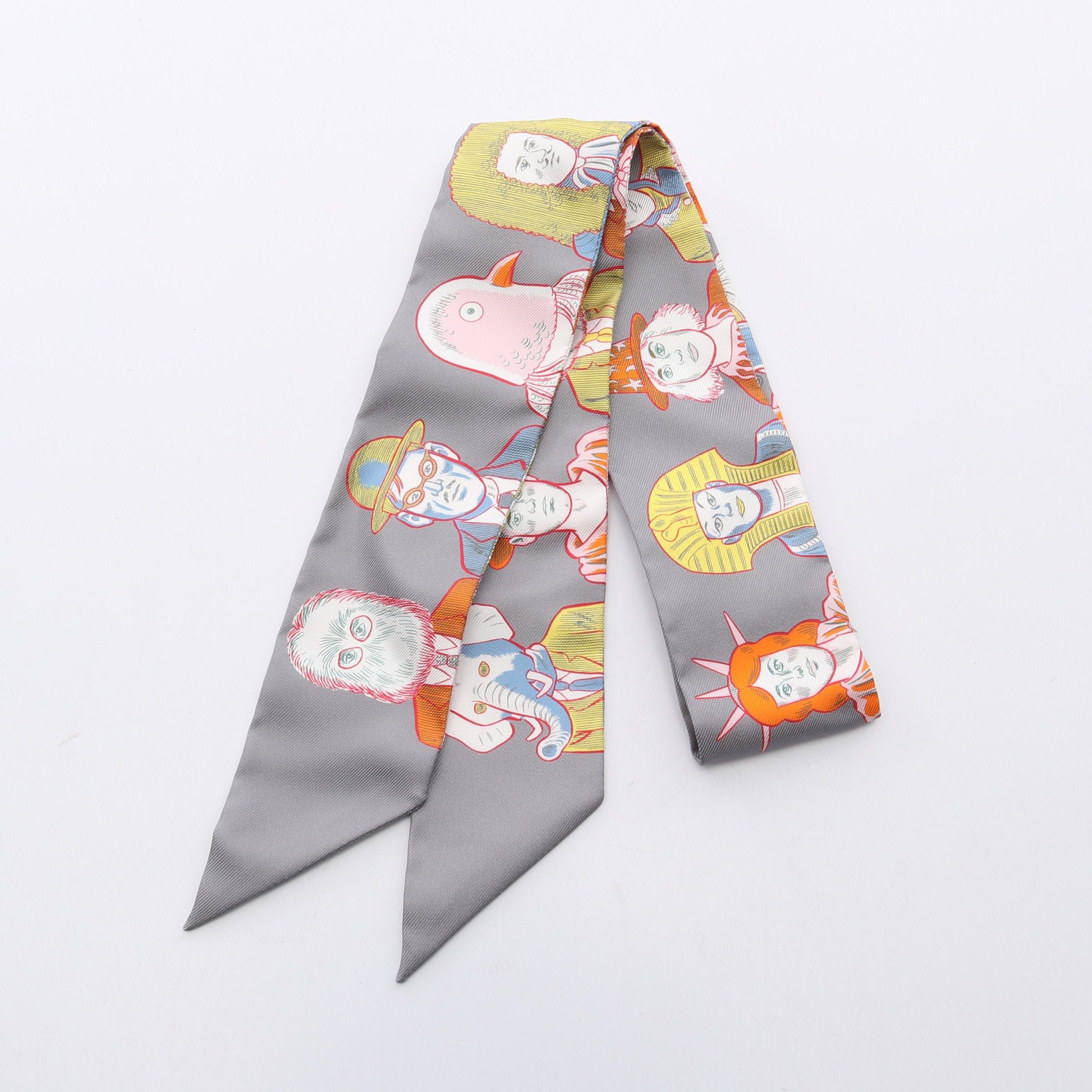 Hermes Hermes Twilly Dress Code Ribbon Scarf Silk Gray Multicolor Size ONE SIZE - 1 Thumbnail