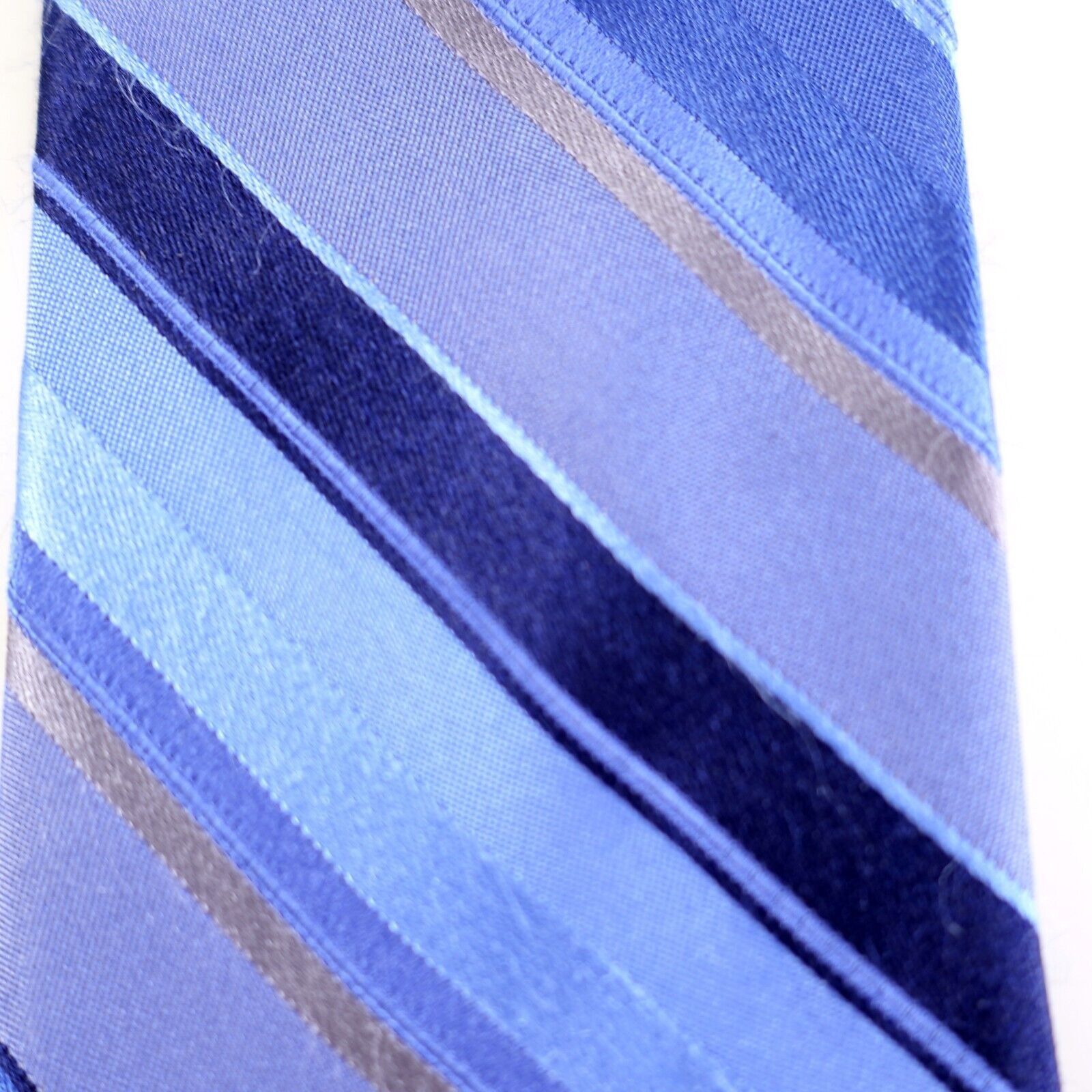 Van Heusen Van Heusen Blue Striped Woven Skinny Silk Tie Size ONE SIZE - 2 Thumbnail