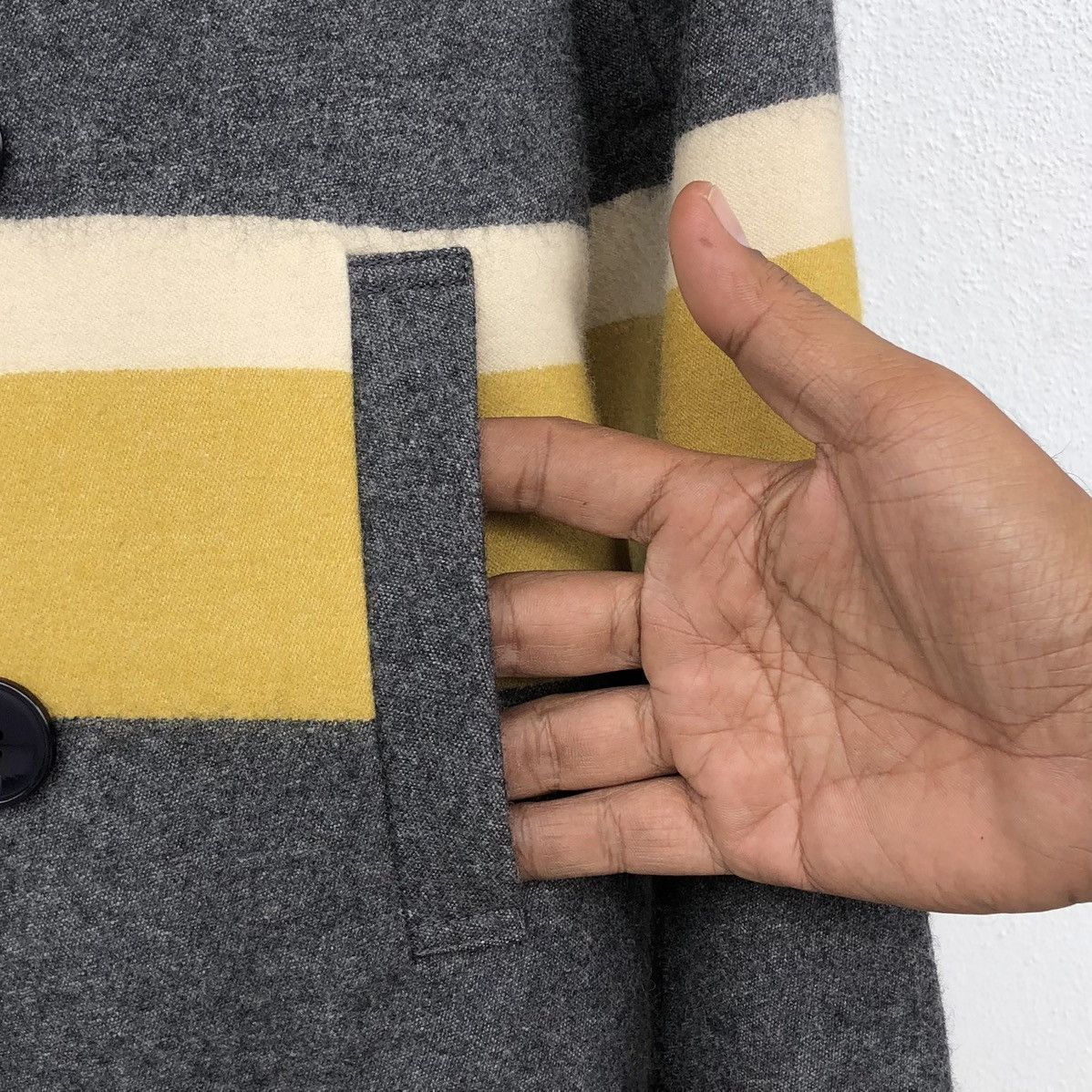 Issey Miyake Issey Miyake Japan Ne-Net Stripes Wool Pea Coat Size M / US 6-8 / IT 42-44 - 7 Thumbnail