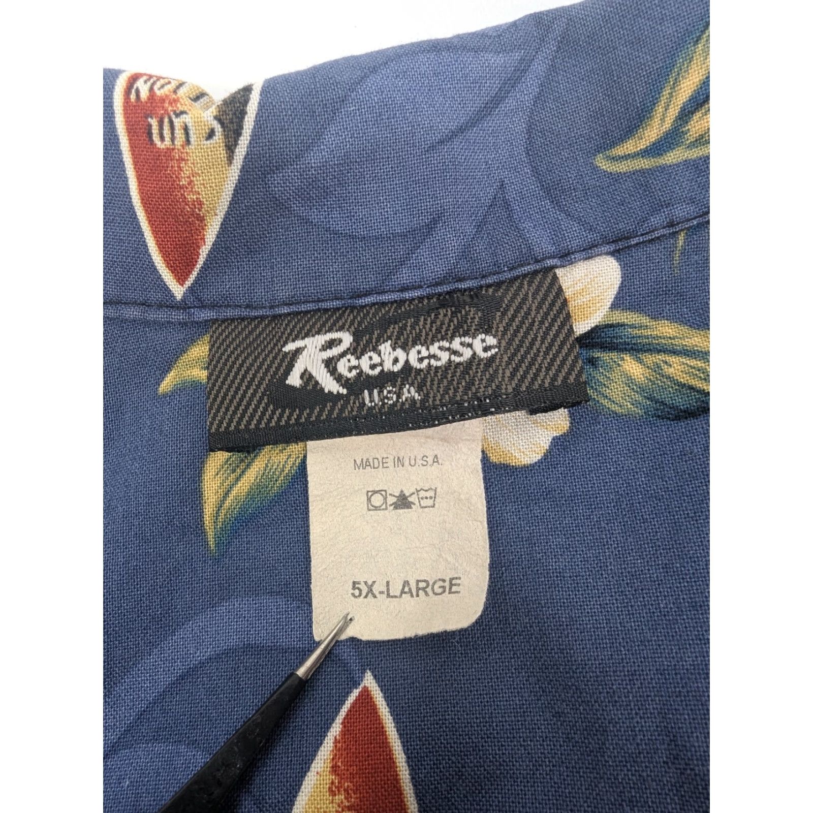 ALOHAS VINTAGE Reebesse Hawaiian Button Up Shirt Men 5XL Aloha Surf Floral Blue Cotton Short Sleeve Button-Down Size US XXL / EU 58 / 5 - 7 Thumbnail