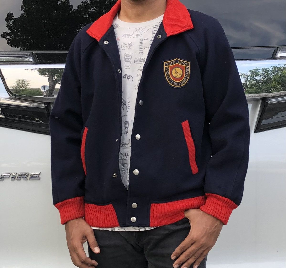 Vintage Vintage TROY BROS Japan Wool Varsity Jacket Size US L / EU 52-54 / 3 - 1 Thumbnail