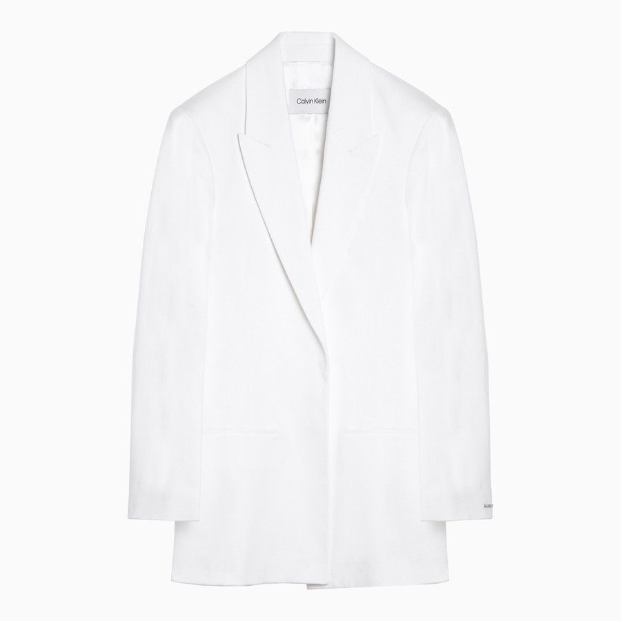 Calvin Klein o1d2blof0824 Single-Breasted Cotton Jacket in White Size XXS / US 00 / IT 34 - 1 Thumbnail