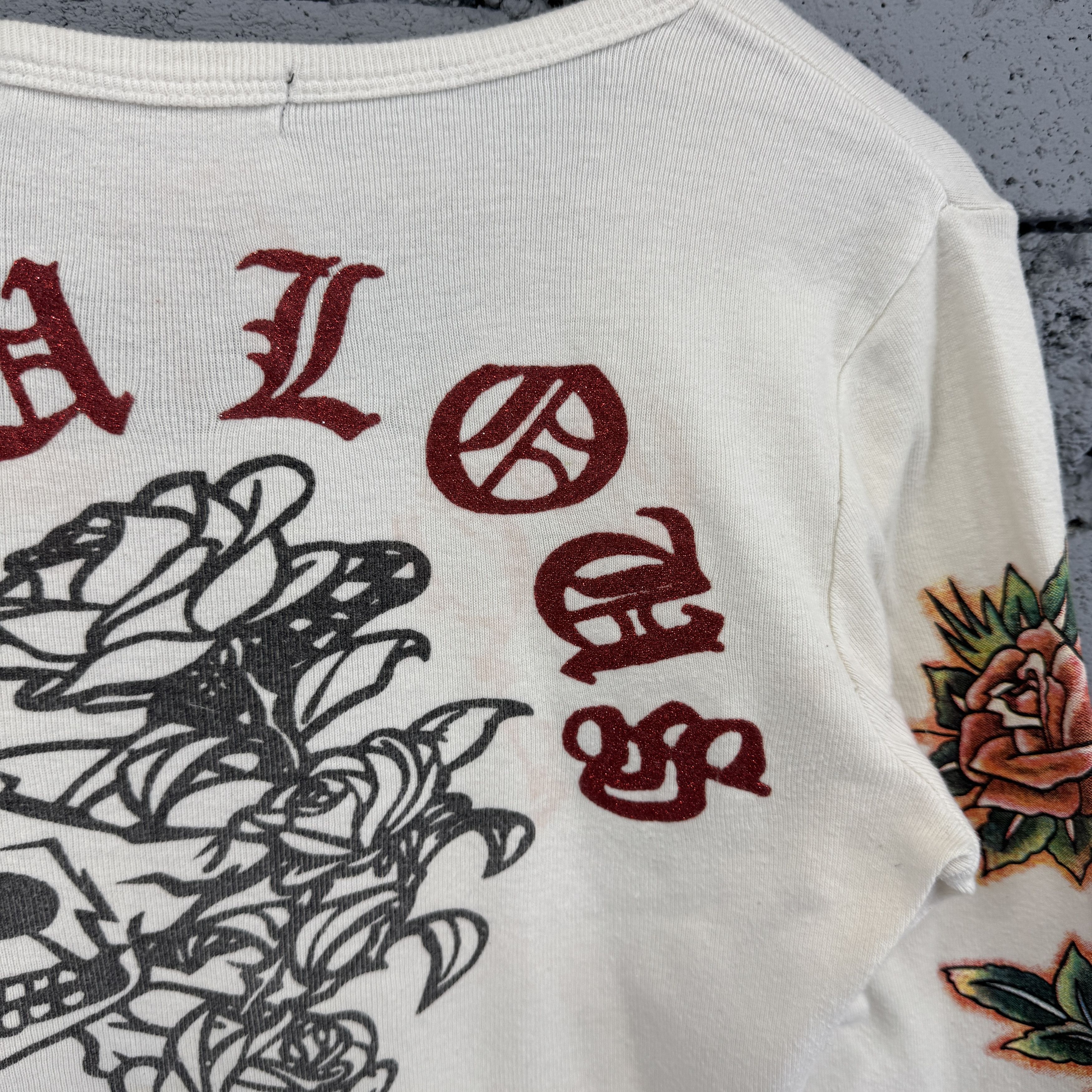Vintage Rare Vintage Tattoo Style Skull Rose Long Sleeve Size XXS / US 00 / IT 34 - 9 Thumbnail