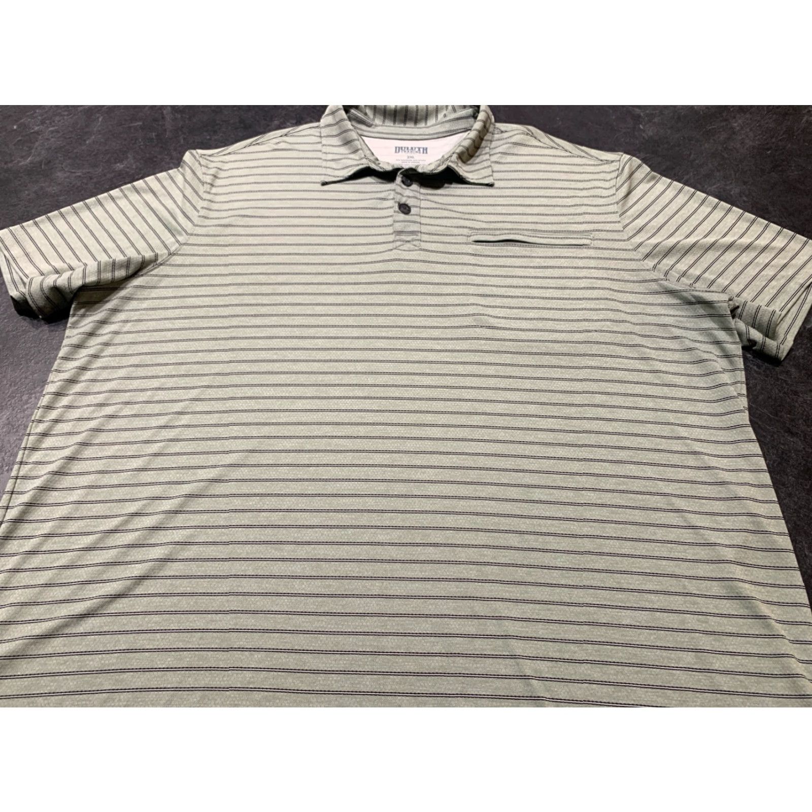 Duluth Trading Company Duluth Trading Co. Men's Polo Shirt 2XL Striped Gray Wicking Short Sleeve Casual Size US XXL / EU 58 / 5 - 3 Thumbnail