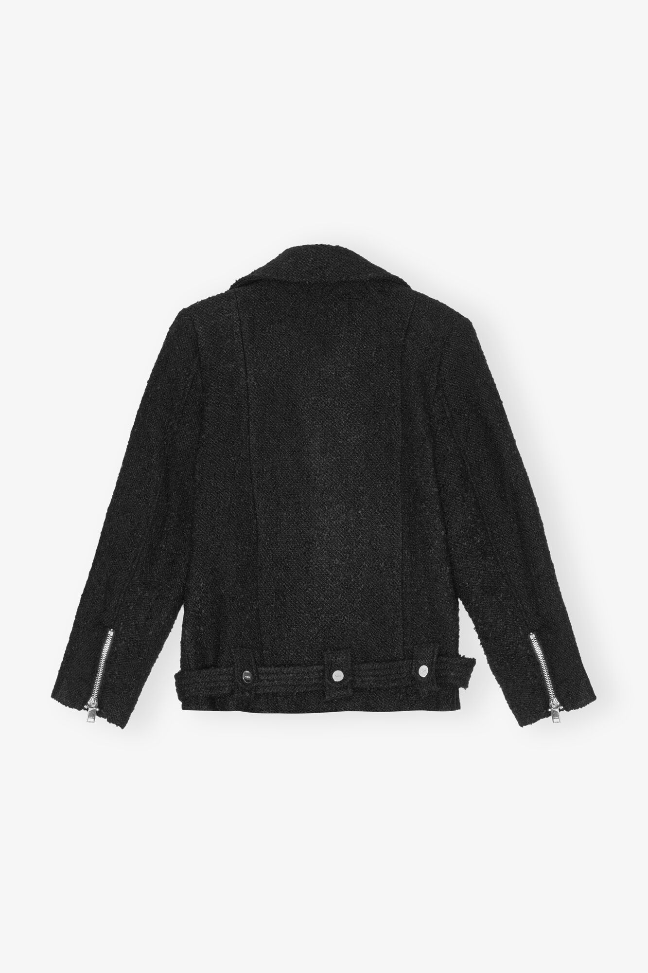 Ganni o1s22i1n0525 Textured Boucle Wool Jacket in Black Size XXS / US 00 / IT 34 - 6 Thumbnail