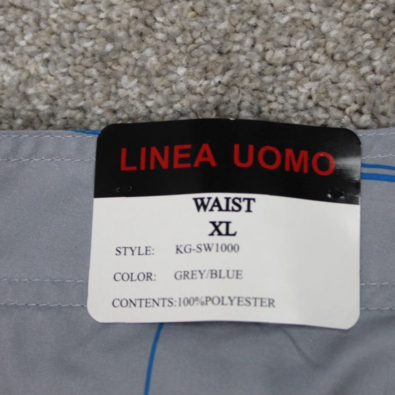 Vintage Linea Uomo Swim Bottom Trunks XL Mens Grey/Blue Lined 100% Polyester Check Pattern 90s NWT Bottom Mens XL Size 46R - 6 Thumbnail