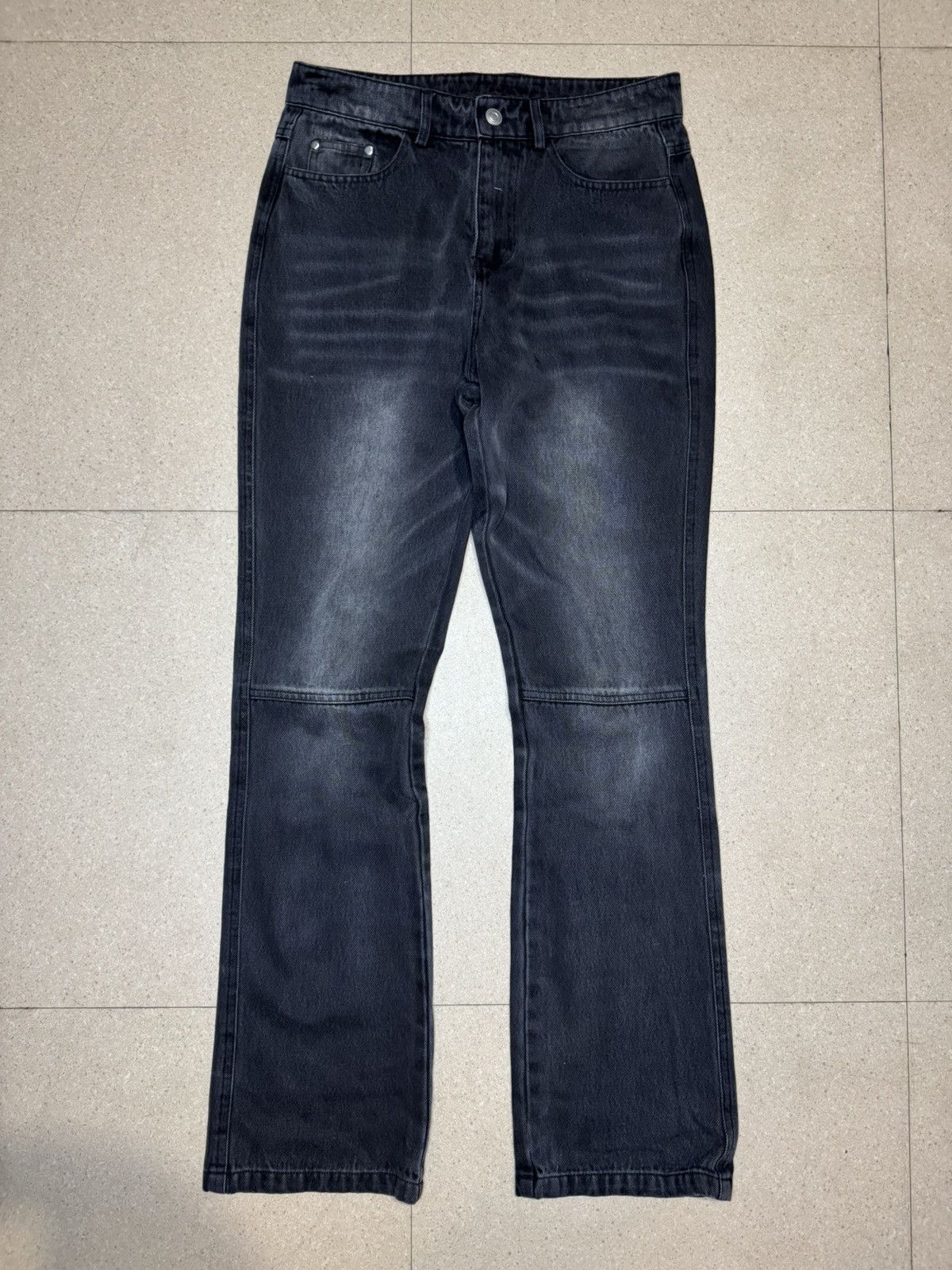 Japanese Brand Rare black Ash Denim Black Faded slim Boot cut rare Size US 32 / EU 48 - 3 Thumbnail
