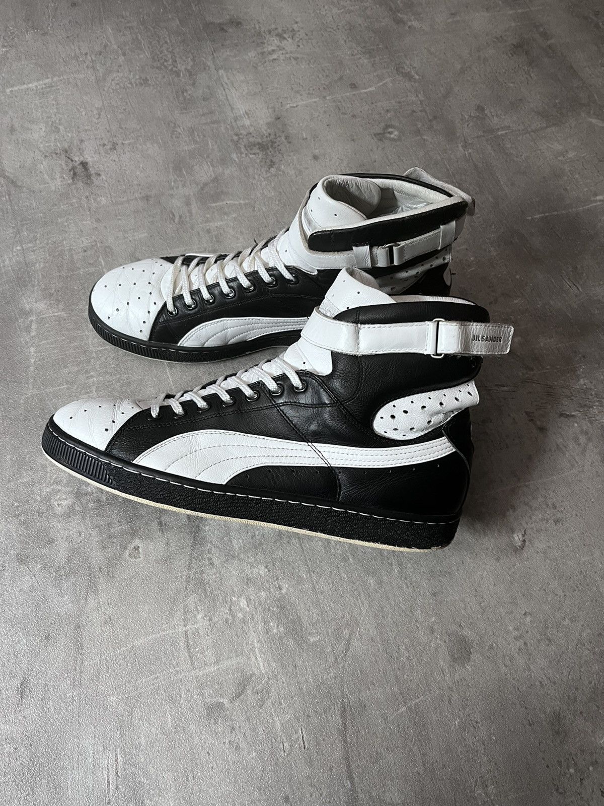 Jil Sander × Puma Jil Sander x Puma leather high boots black white Size US 12 / EU 45 - 1 Thumbnail