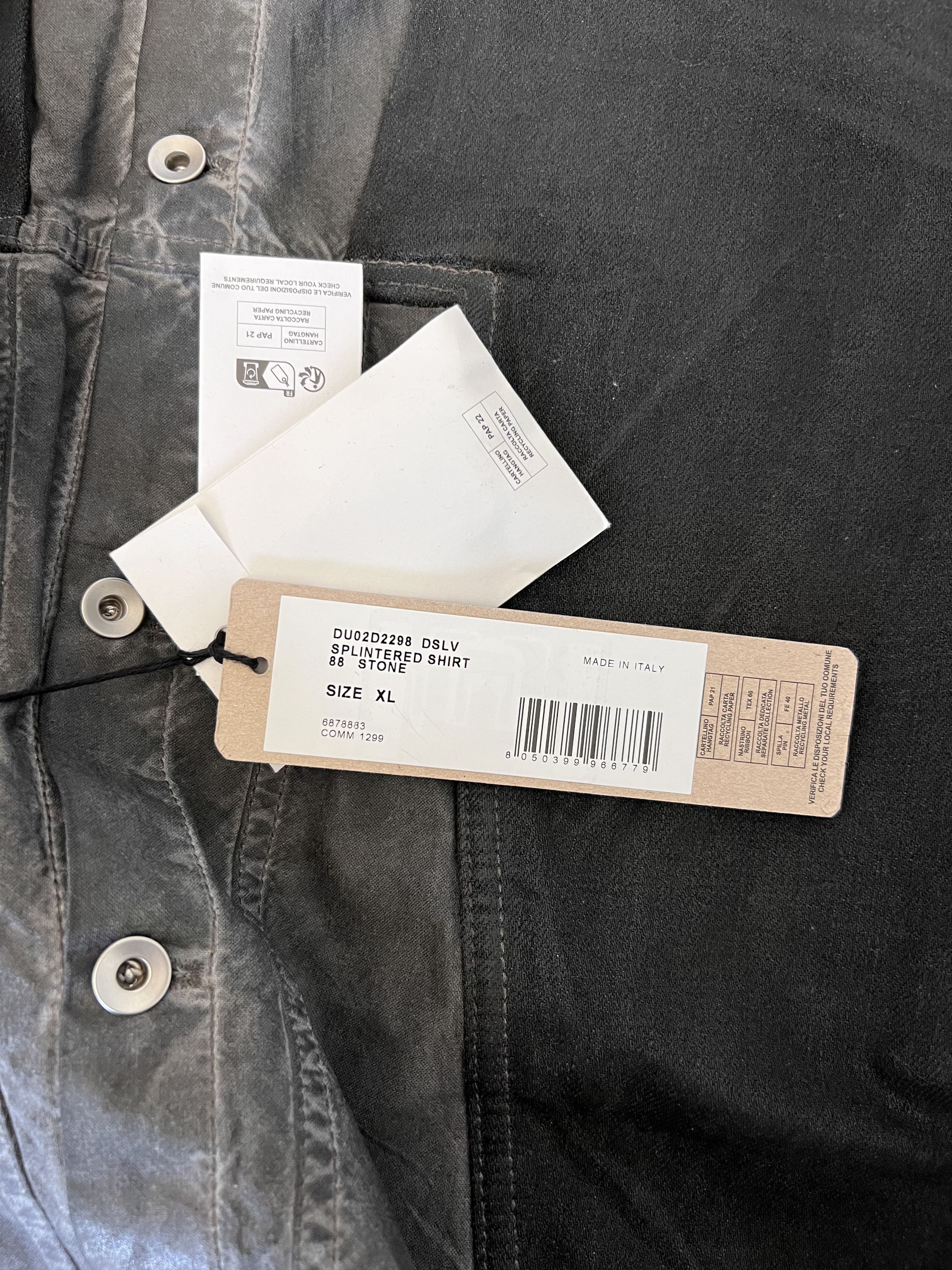 Rick Owens Drkshdw Rick Owens DRKSHDW Splintered Shirt in Stone Grey Size US XL / EU 56 / 4 - 11 Thumbnail