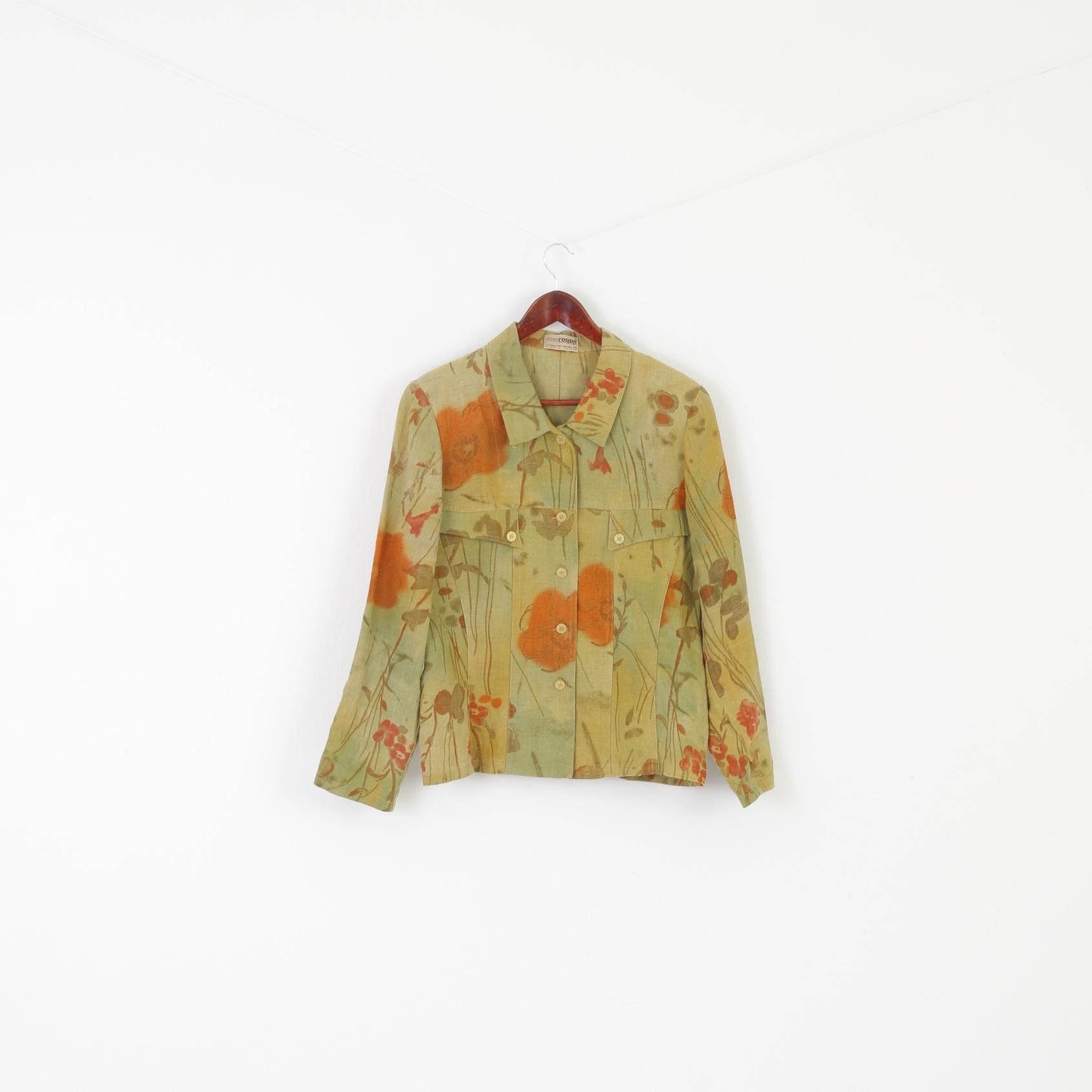 Vintage Rosa Rosam Women 42 M Jacket Green Linen 7713 Size M / US 6-8 / IT 42-44 - 2 Thumbnail