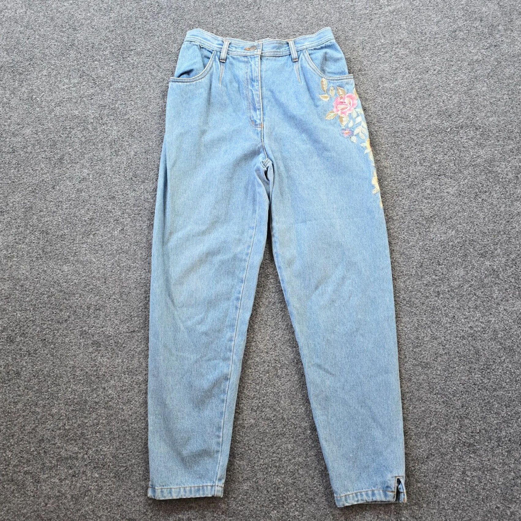Vintage VINTAGE Together Jeans Womens Size 8 Denim Blue Floral Embroidered Pleated Taper 90S Womens jeans Size 30" / US 8 / IT 44 - 2 Thumbnail