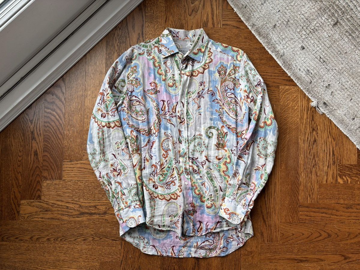 Designer × Etro Etro 35 Linen Button Up Dress Shirt Italy Paisely ETRO Italy Size US S / EU 44-46 / 1 - 12 Thumbnail
