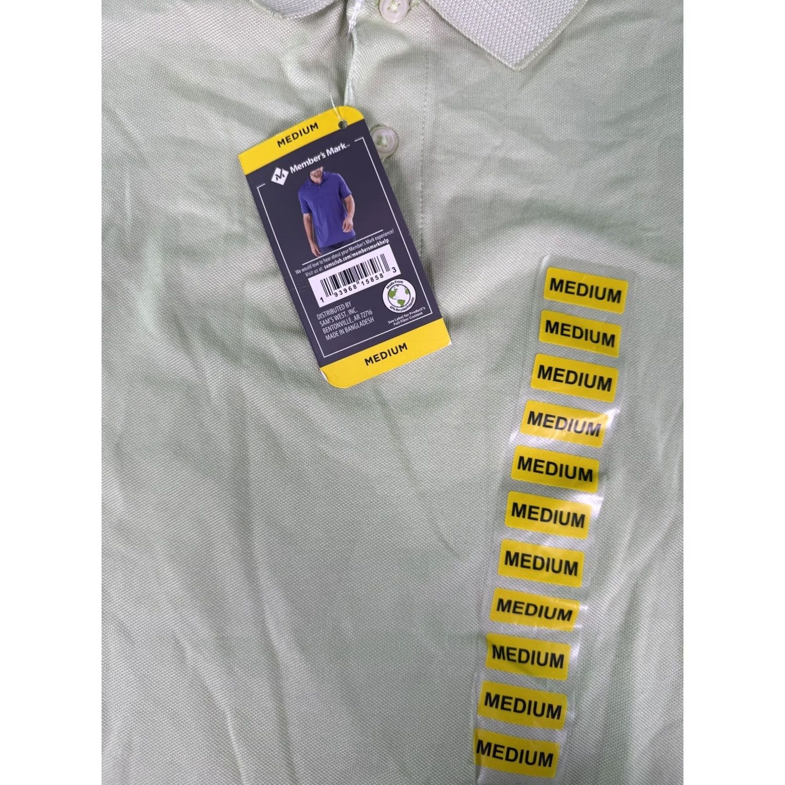 Vintage Member's Mark Polo Men's Size Medium Green Mint Garden Stretch Pique E907 Size US M / EU 48-50 / 2 - 4 Thumbnail