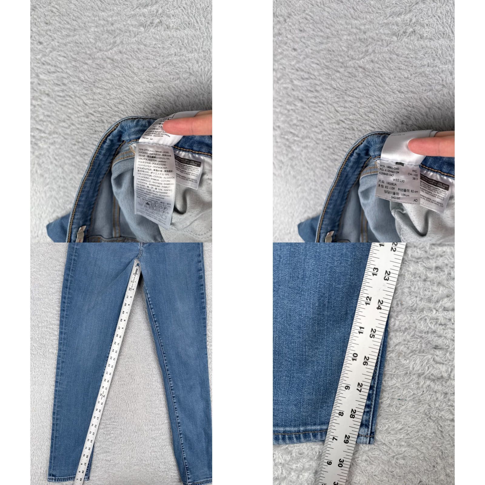 Levi's Levi's Jeans Women 32 Blue Denim Skinny High Rise 700 Series Regular Inseam 29 in 5-Pocket Cotton Blend Distressed Mid Rise Size 24" / US 00 / IT 34 - 8 Thumbnail