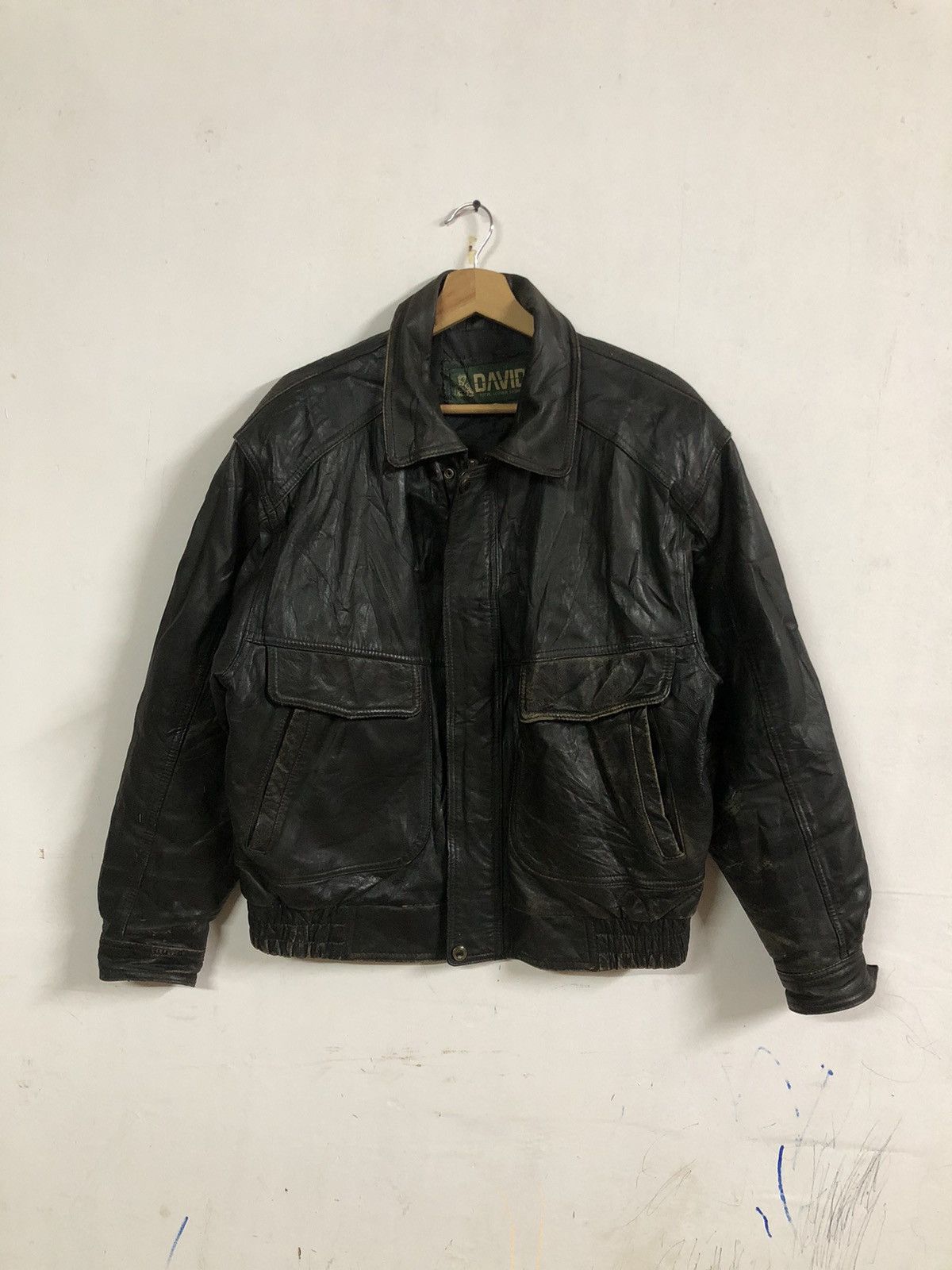 Vintage David Leather Jackets Zipper Up