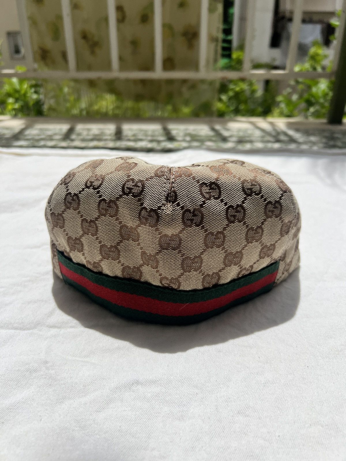 Gucci Vintage Gucci Monogram Driving Cap Hat Leather Brim Size L Size ONE SIZE - 4 Thumbnail