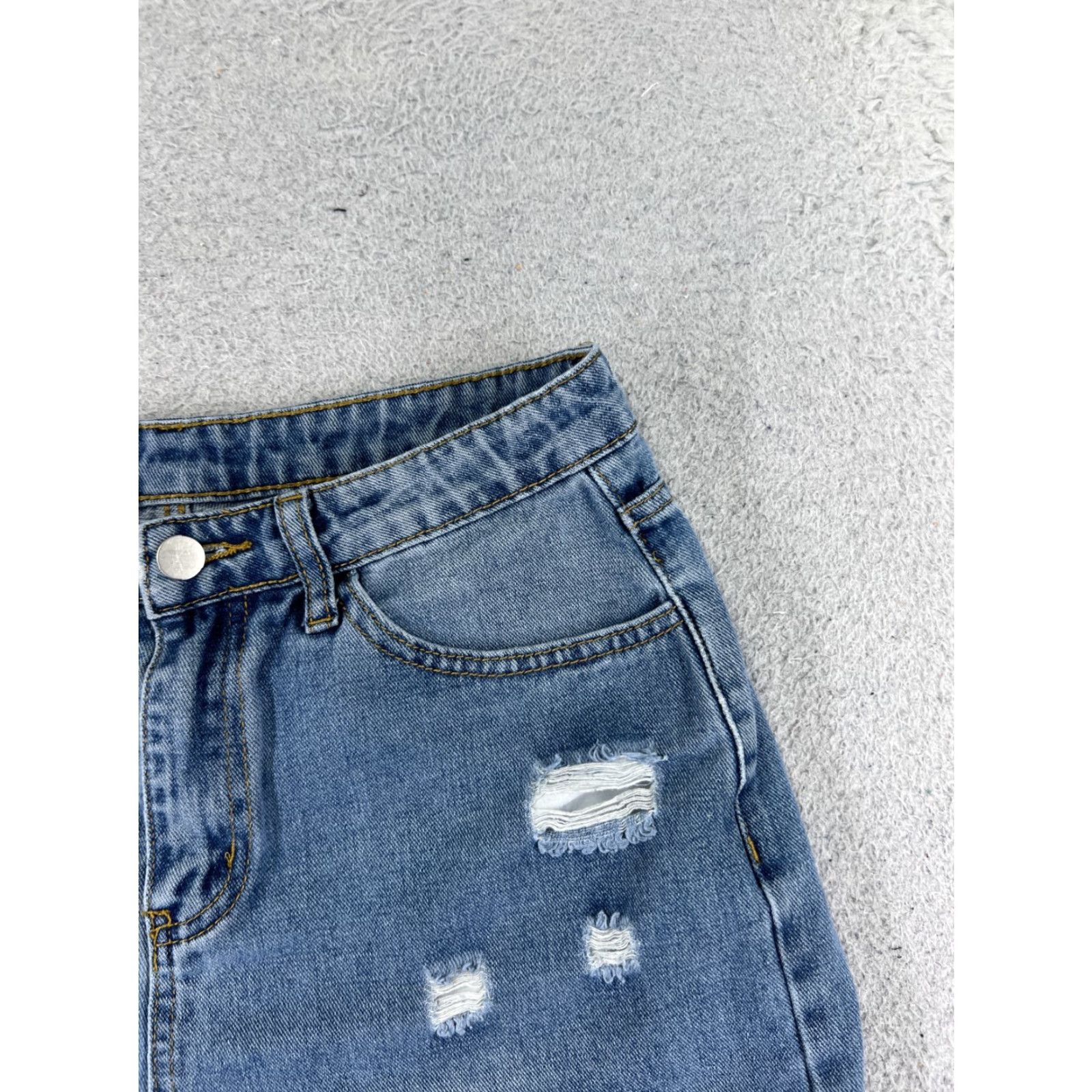 Shein SheIn Womens 26 Blue Denim Cut-Off Shorts Distressed High Rise Comfort Regular Size 26" / US 2 / IT 38 - 5 Thumbnail