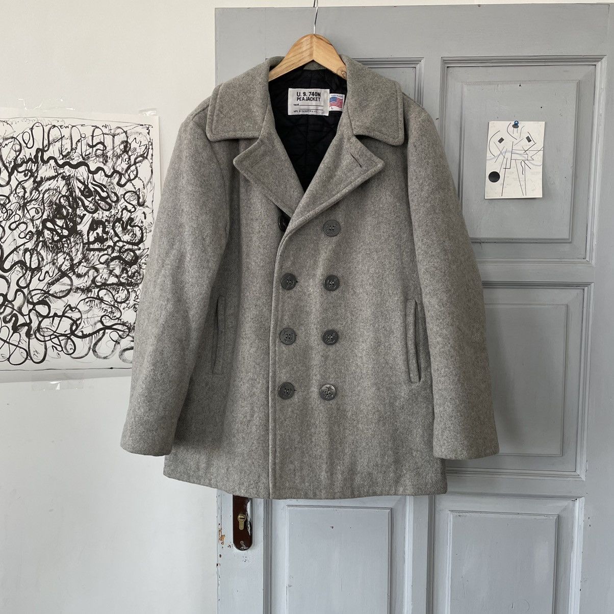 Schott × Vintage Schott U.S. 740N Pea Wool Jacket Made In USA Size US L / EU 52-54 / 3 - 1 Thumbnail