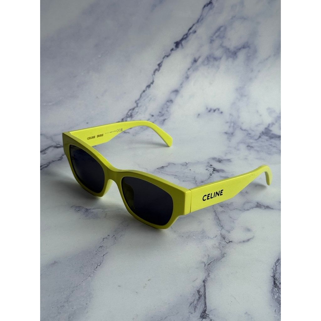 Celine NEW Celine CL40197U Cat Eye Neon Yellow Logo Sunglasses Size ONE SIZE - 3 Thumbnail