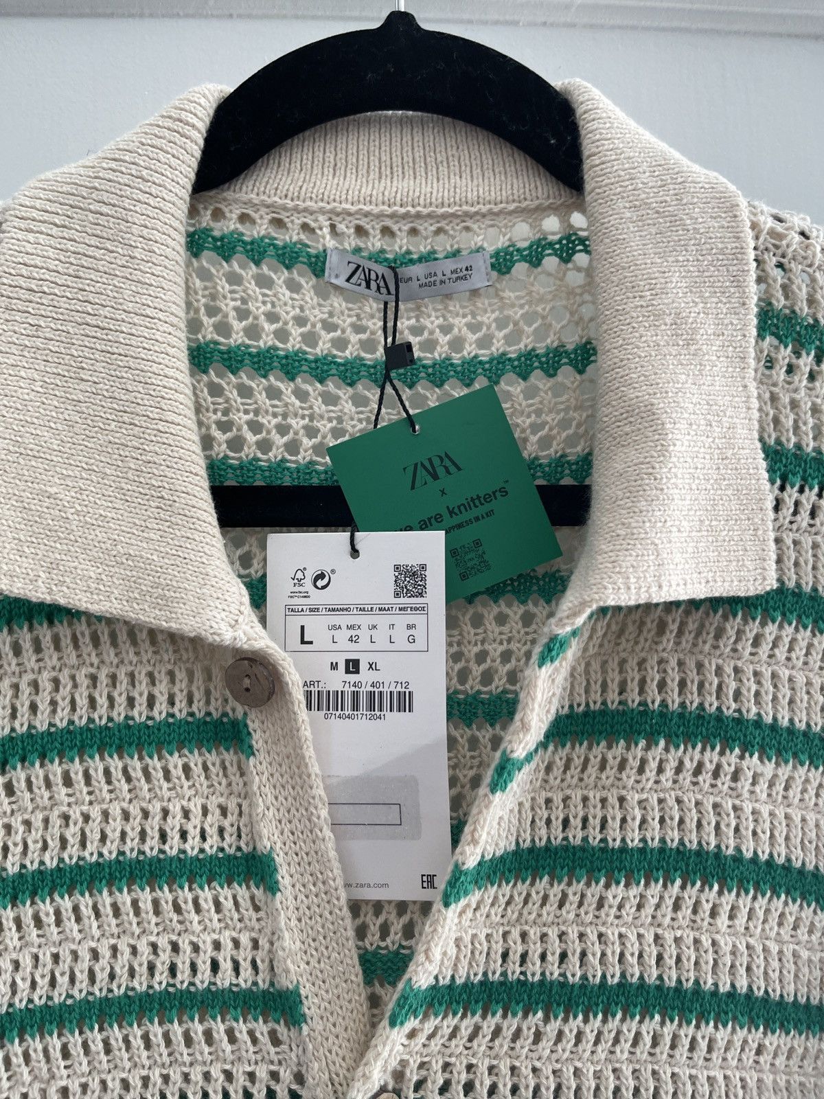 Zara Zara Green Crochet Shirt New with Tags RARE Size US L / EU 52-54 / 3 - 4 Thumbnail