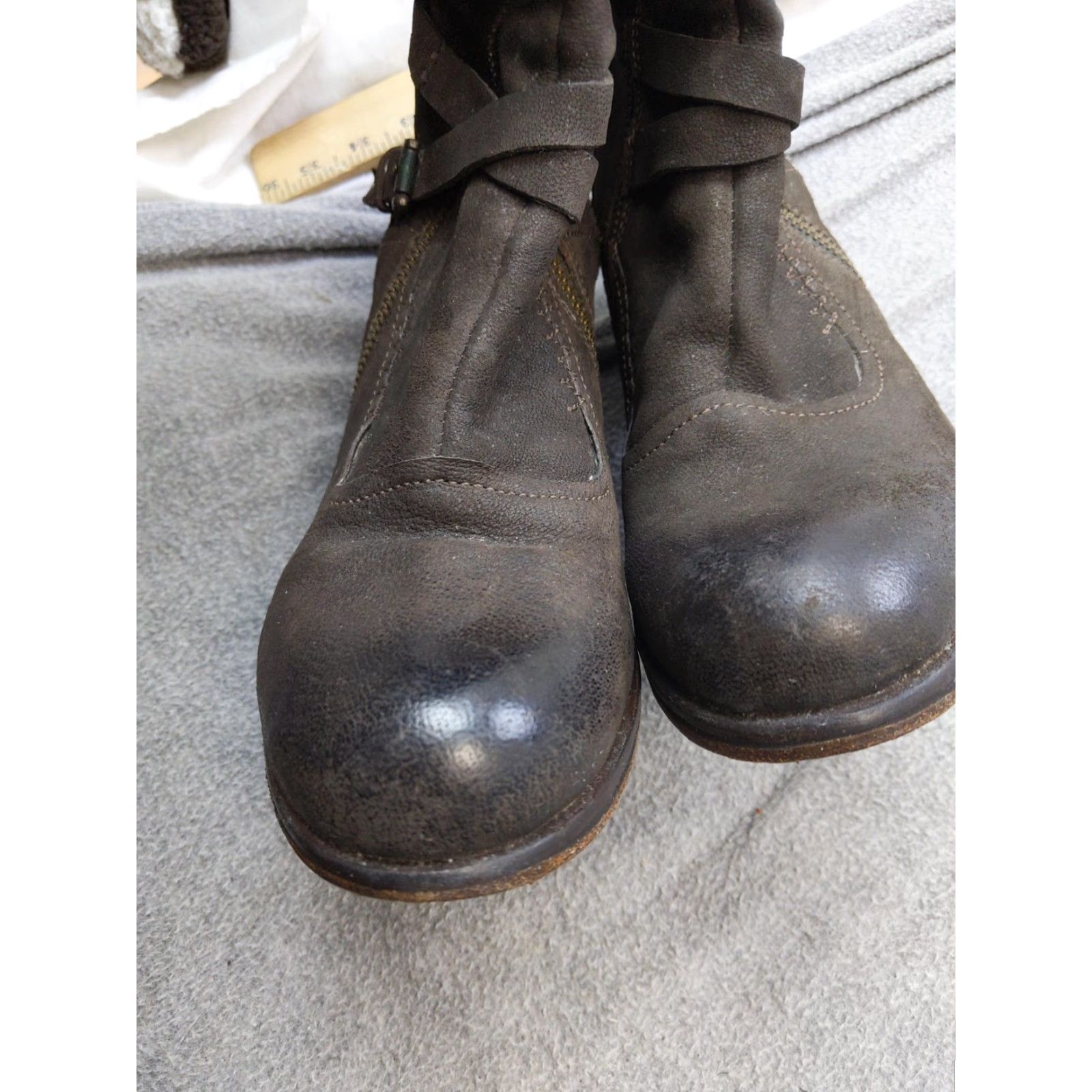Vintage Nico Nerini Boots Womens 6.5 Brown Leather Mid Calf Zip Studded Biker Boots Size US 7 / IT 37 - 4 Thumbnail