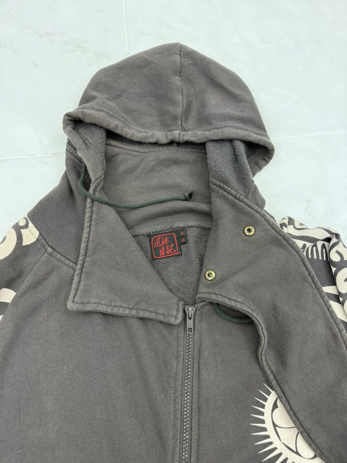 Japanese Brand Vtg Japanese Oriental Fullprint Asymmetrical Ninja Hoodie Size US L / EU 52-54 / 3 - 7 Thumbnail