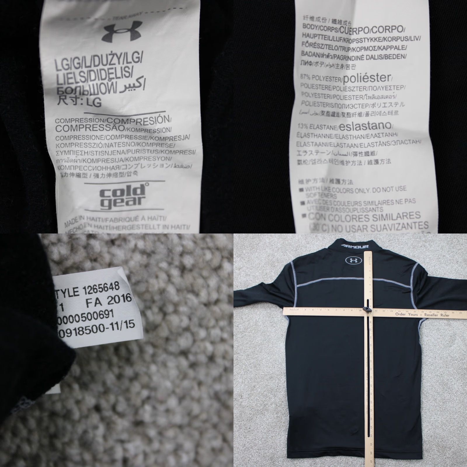 Under Armour Under Armour ColdGear Polo Shirt Mens Large Black Stretch L/S Pullover Urban Logo Athletic Activewear Polo Shirt Mens Large Black Under Armour UA Tech Size US L / EU 52-54 / 3 - 8 Thumbnail