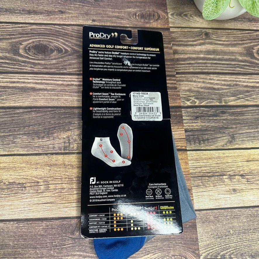 Footjoy FootJoy Men's ProDry Lightweight Crew Golf Socks 1 Pair NWT Size ONE SIZE - 6 Thumbnail