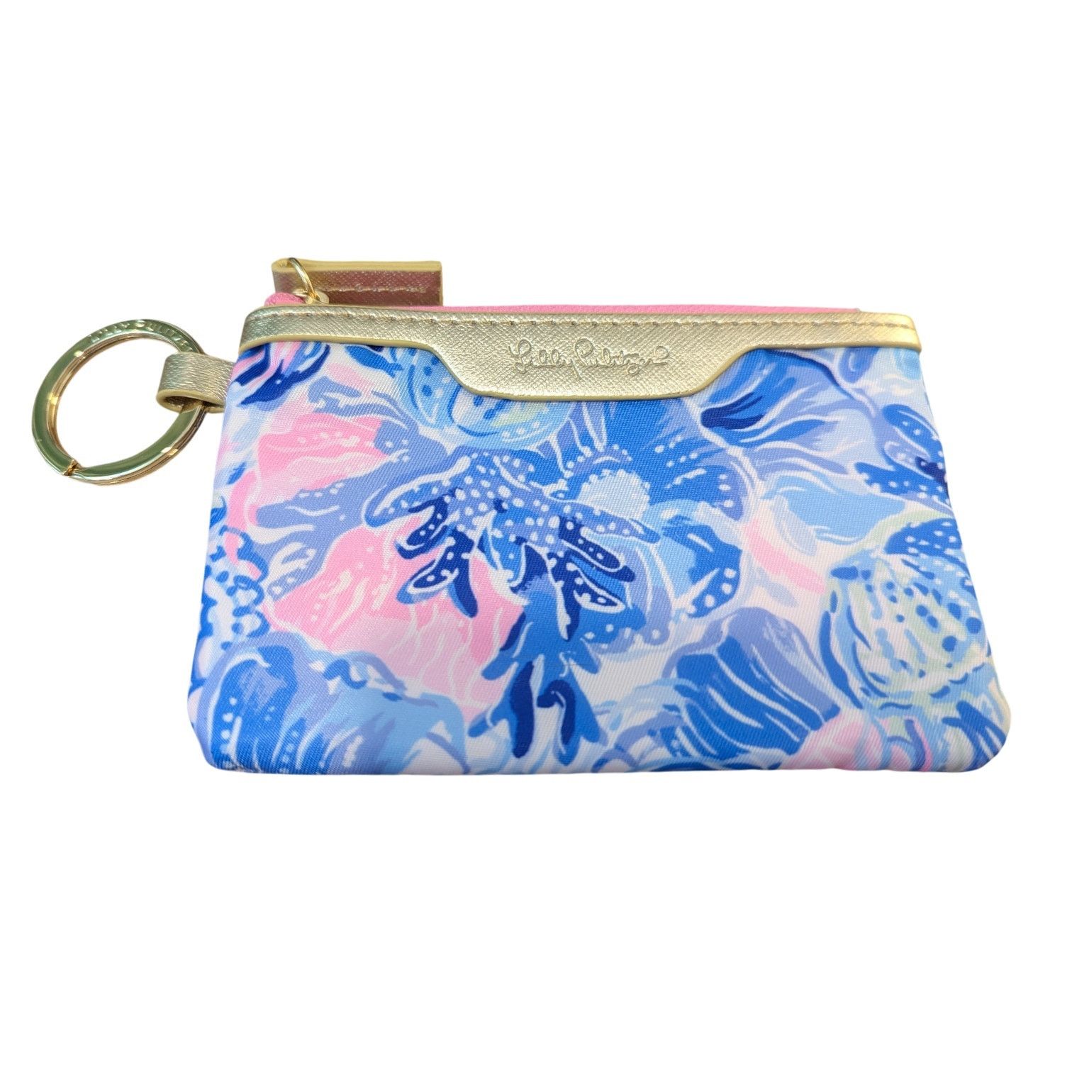 Lilly Pulitzer NWT Lilly Pulitzer Pink Blue Seekers ID Case Coin Purse Size ONE SIZE - 1 Thumbnail