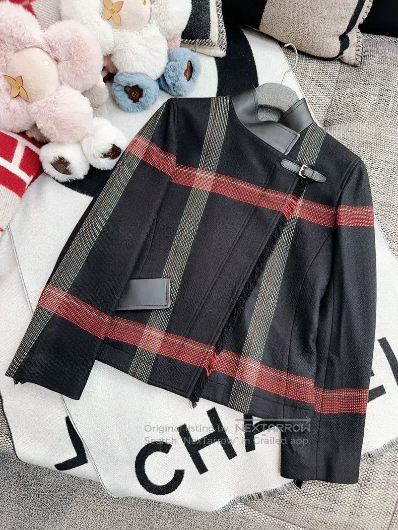 Hermes Hermes Plaid Jacket Stand Collar Knight Jacket Wool Coat Size XS / US 0-2 / IT 36-38 - 9 Thumbnail
