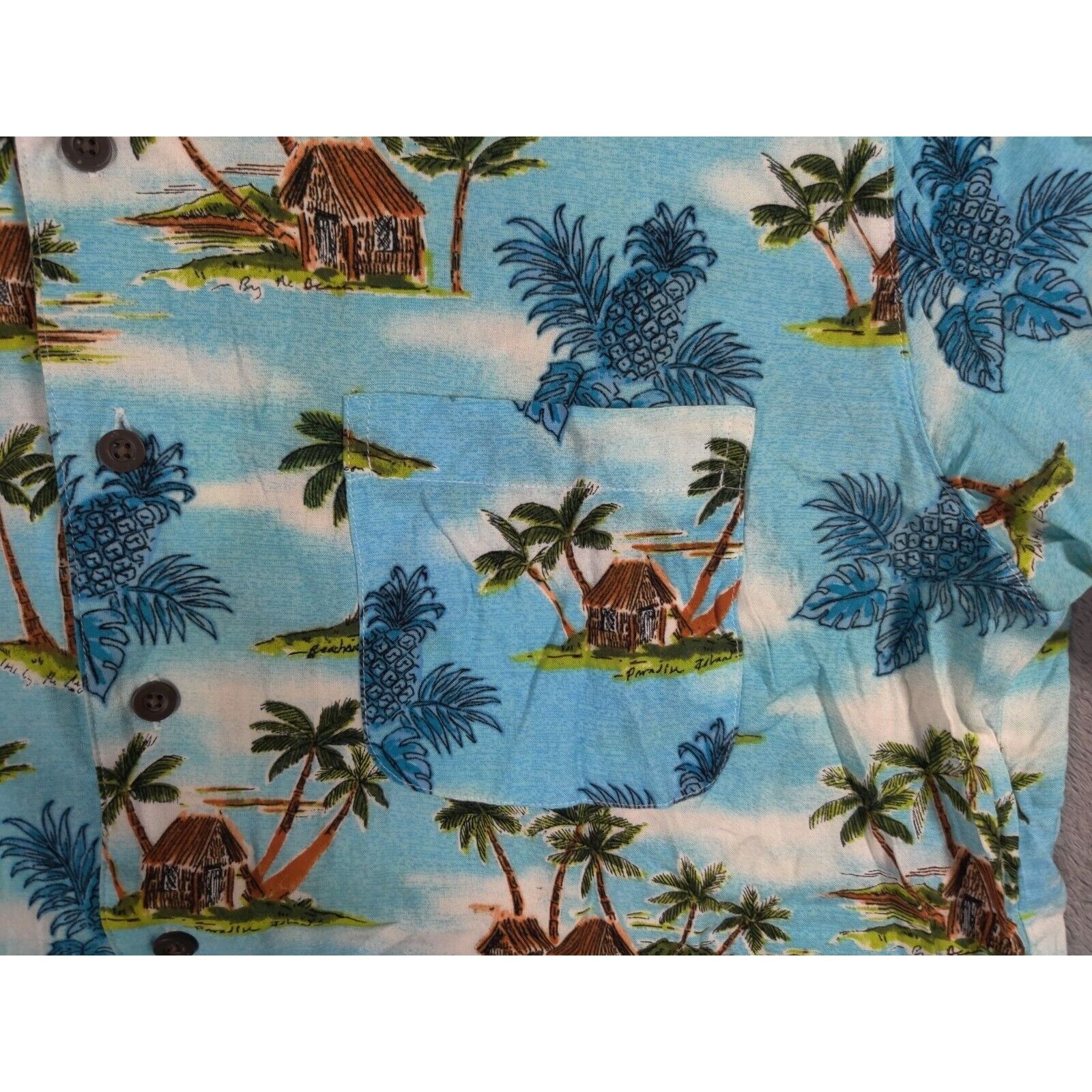George George Shirt Adult Mens Large Light Blue Floral Beach Size US L / EU 52-54 / 3 - 2 Thumbnail