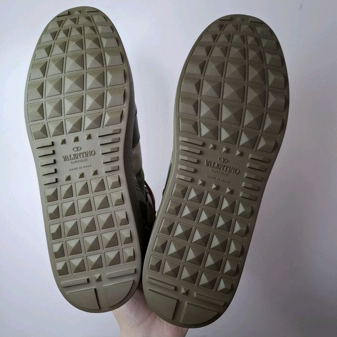 Valentino VALENTINO Camo Rockstud Green Leather High Top Sneakers Size US 7 / EU 40 - 8 Thumbnail