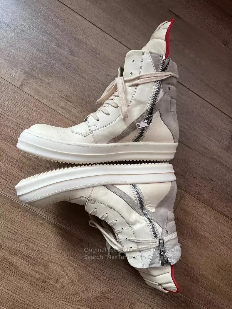 Rick Owens Rick Owens Cream Color Suede High Top Sneakers. Size US 10.5 / EU 43-44 - 3 Thumbnail